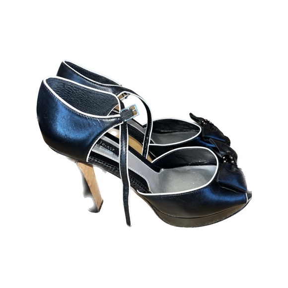 WHITE HOUSE BLACK MARKET Leather Peep Toe Ankle Strap Dressy High Heels Sz 8 - Picture 4 of 7